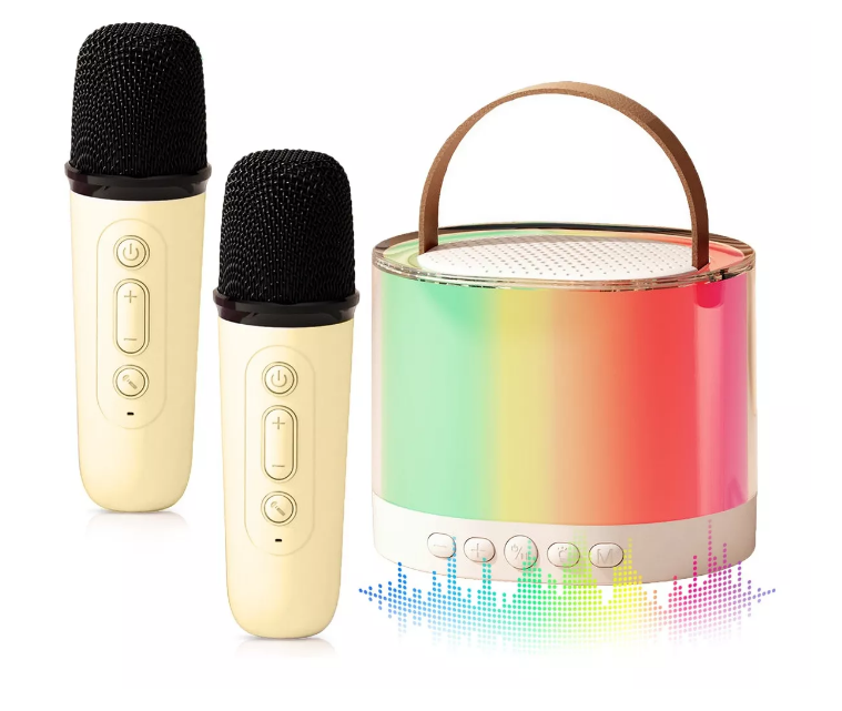 Foto 2 pulgar | 2 Micrófonos Karaoke + Bocina Bluetooth Portátil Para Niños Color Amarillo Wünd