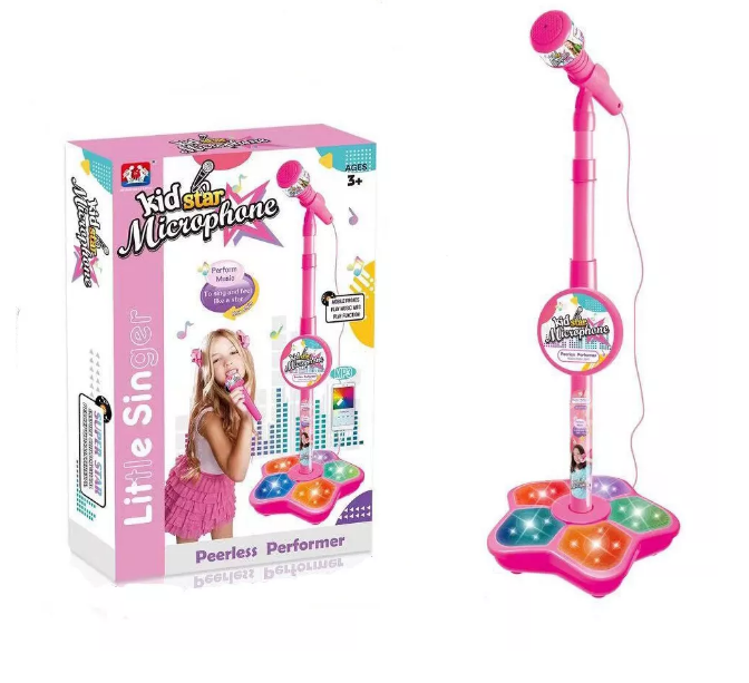 Micrófono Musical Infantil De Juguete Para Karaoke Con Luz Color Rosa Wünd