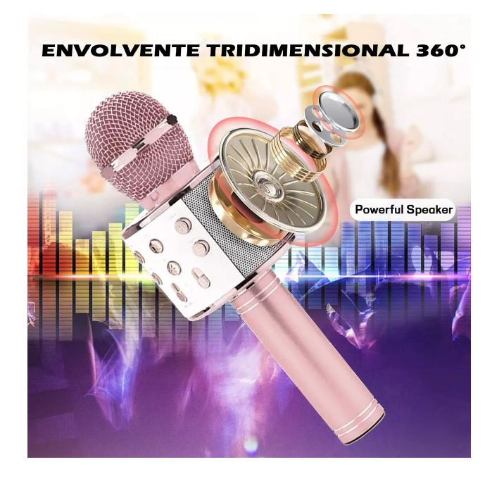 Foto 4 pulgar | Micrófono Bocina Karaoke, Usb,cambios De Voz Bluetooth,niños Color Rosa Wünd