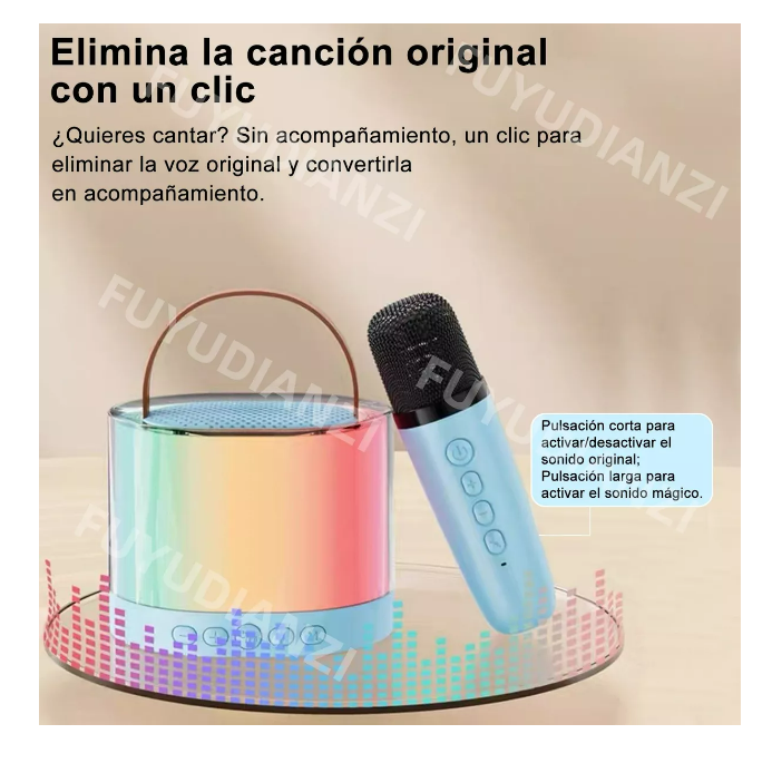 Foto 3 pulgar | 2 Micrófonos Karaoke + Bocina Bluetooth Portátil Para Niños Color Azul Wünd