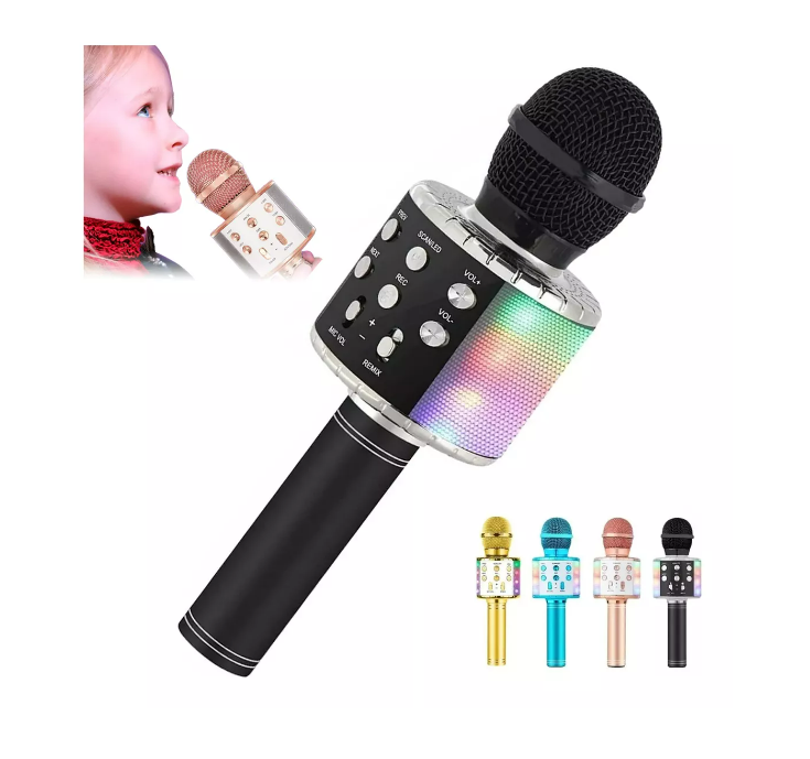 Micrófono Bocina Karaoke, Usb,cambios De Voz Bluetooth,niños Color Rosa Wünd