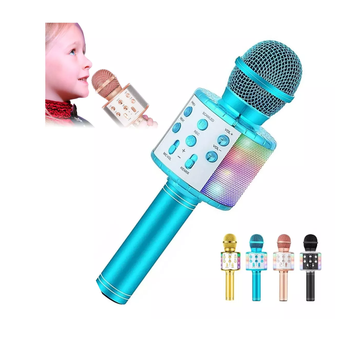 Foto 2 pulgar | Micrófono Bocina Karaoke, Usb,cambios De Voz Bluetooth,niños Color Azul Wünd