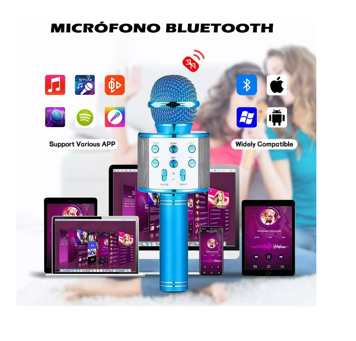 Foto 5 pulgar | Micrófono Bocina Karaoke, Usb,cambios De Voz Bluetooth,niños Color Azul Wünd