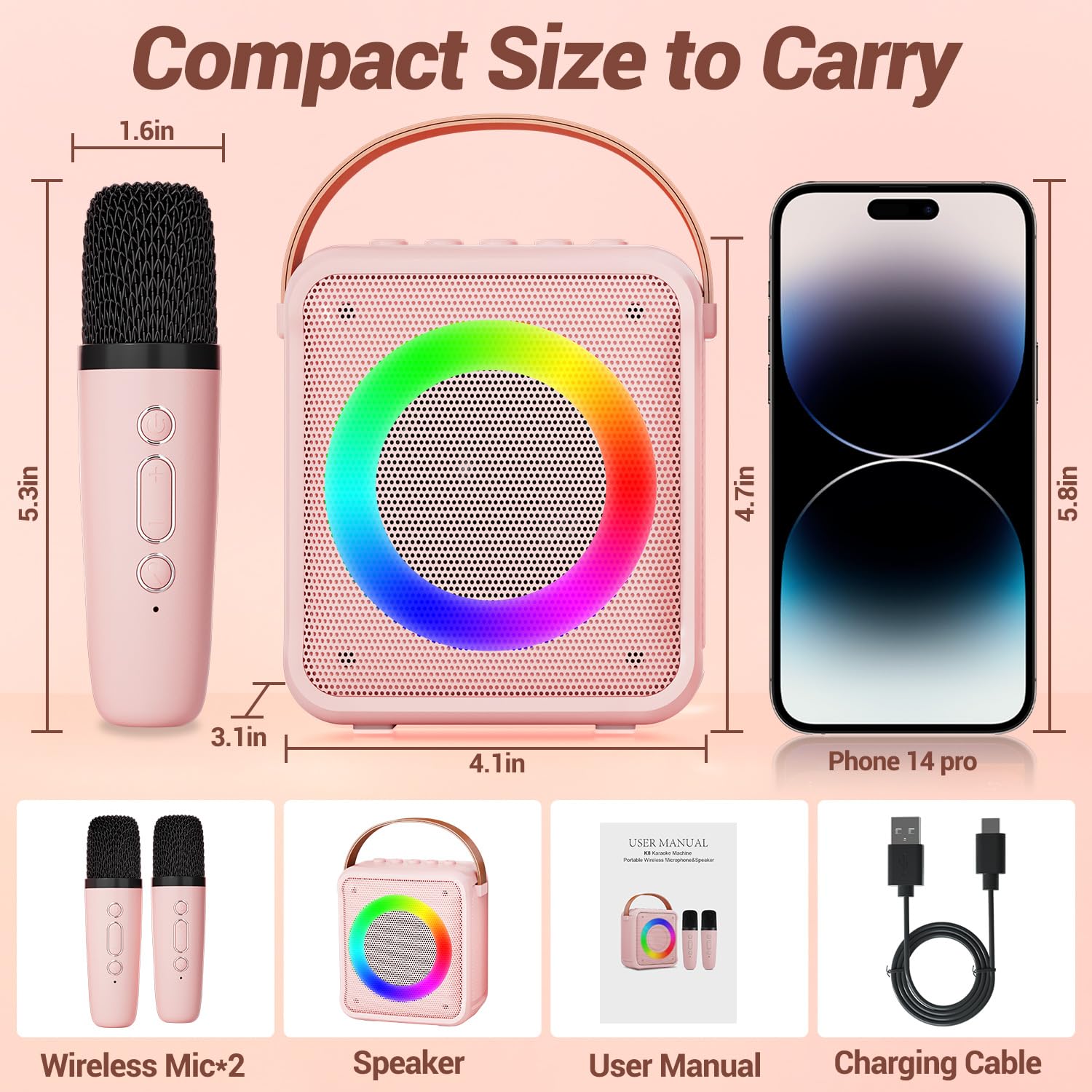 Foto 5 pulgar | Máquina De Micrófono De Karaoke Ankuka Toys Para Niñas De 4 A 12 Años - Venta Internacional.