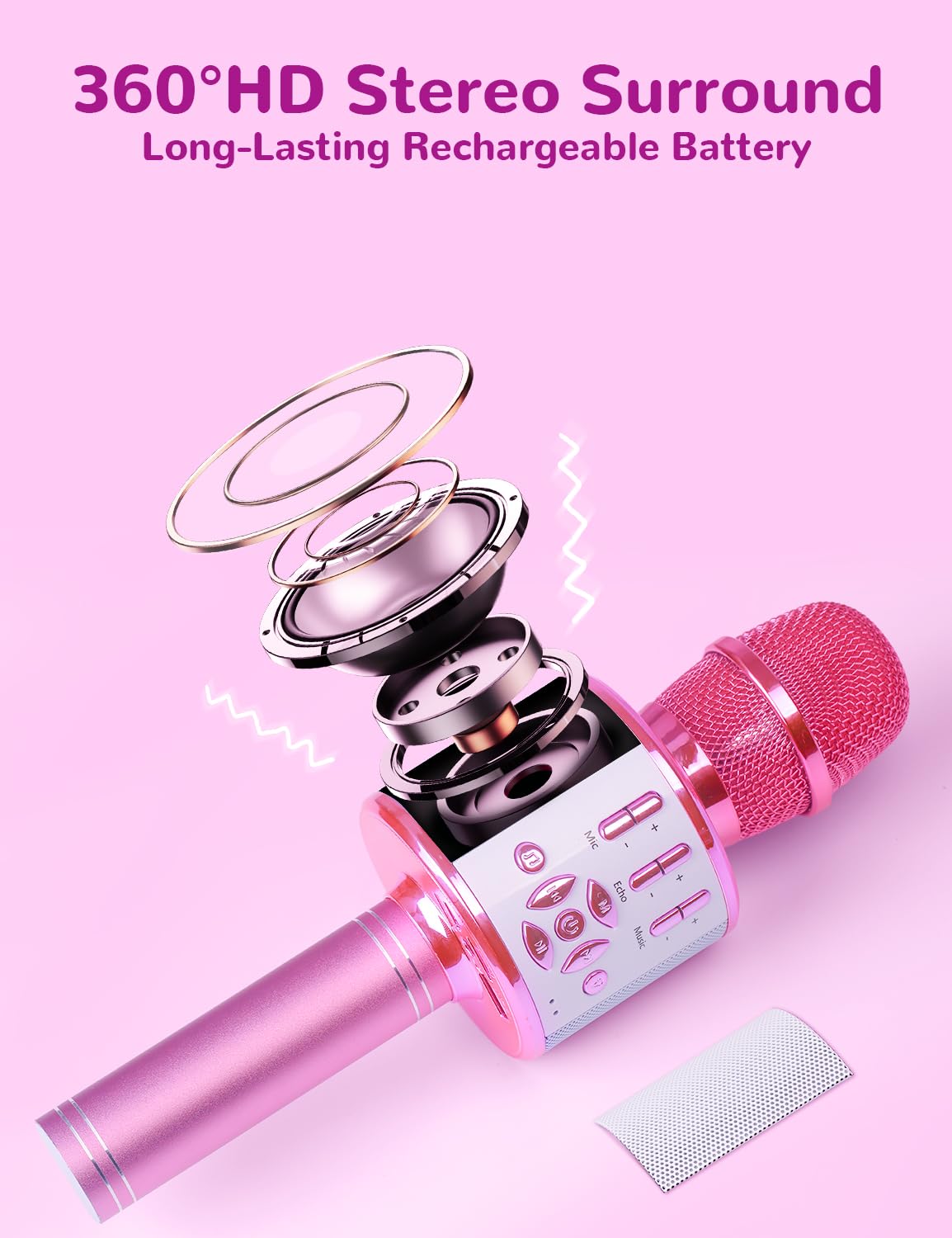 Foto 3 pulgar | Micrófono De Karaoke Amazmic Toys Para Niñas Y Niños De 3 A 10 Años - Venta Internacional.