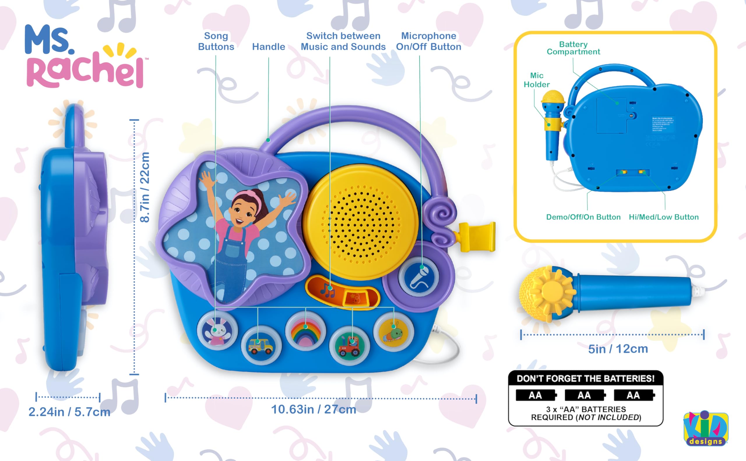 Foto 3 pulgar | Micrófono De Karaoke Ekids Ms Rachel Con Boombox Para Niños Pequeños - Venta Internacional.