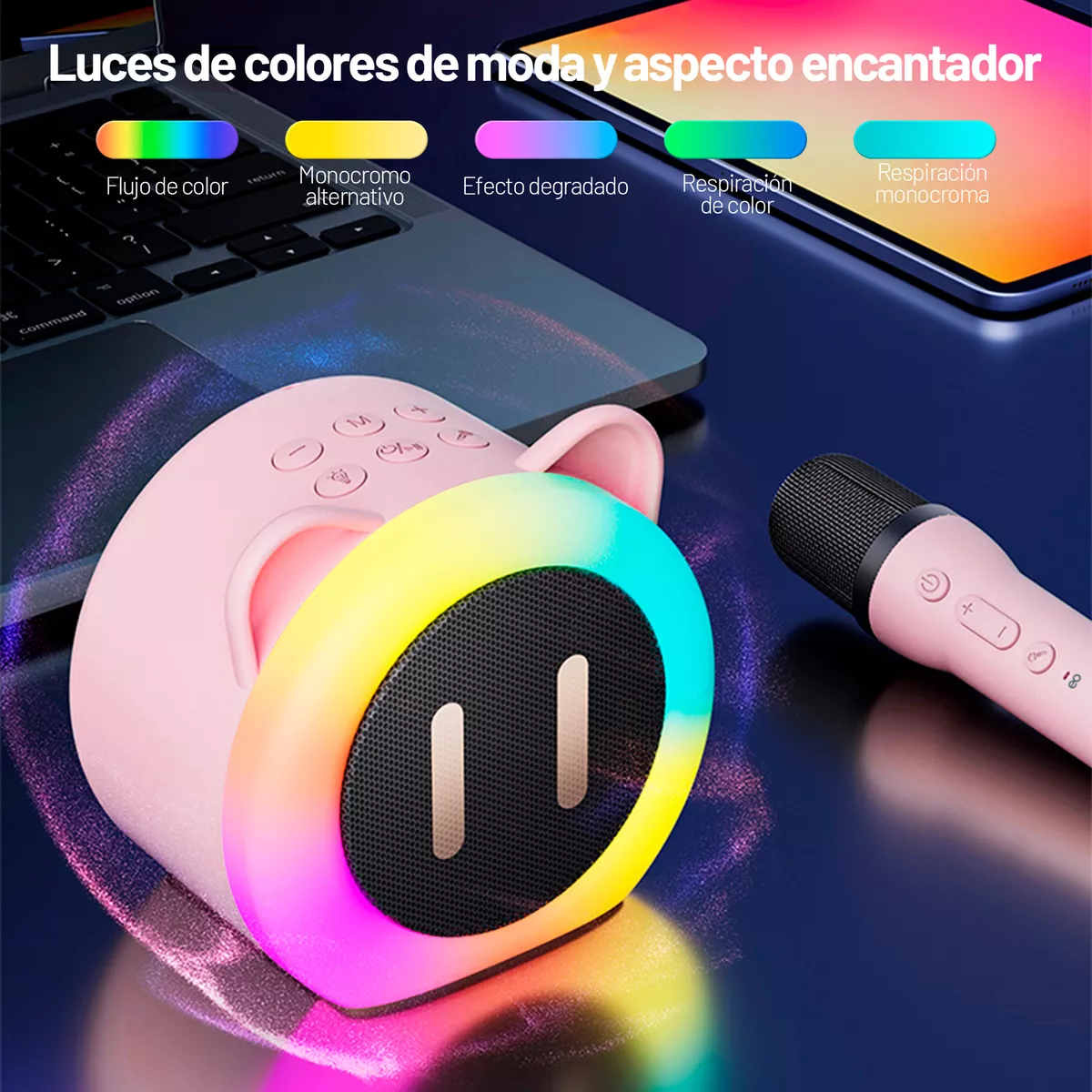Foto 3 pulgar | Altavoz Bluetooth Karaoke Portátil Con 2 Micrófonos Eo Safe Imports Esi-16143-1 Rosa
