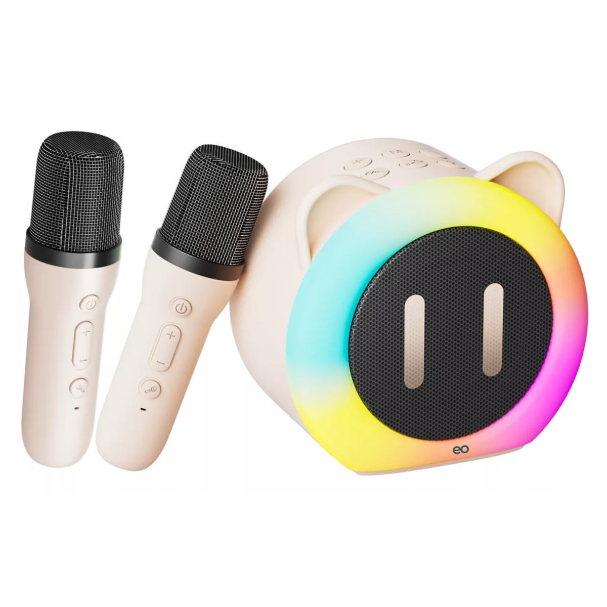 Altavoz Bluetooth Karaoke Portátil Con 2 Micrófonos Eo Safe Imports Esi-16141-1 Beige