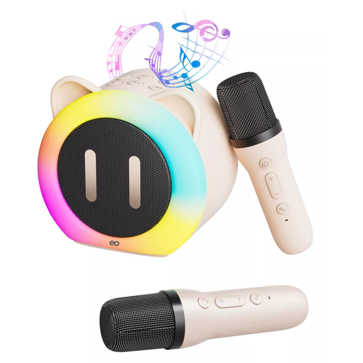 Foto 4 pulgar | Altavoz Bluetooth Karaoke Portátil Con 2 Micrófonos Eo Safe Imports Esi-16141-1 Beige