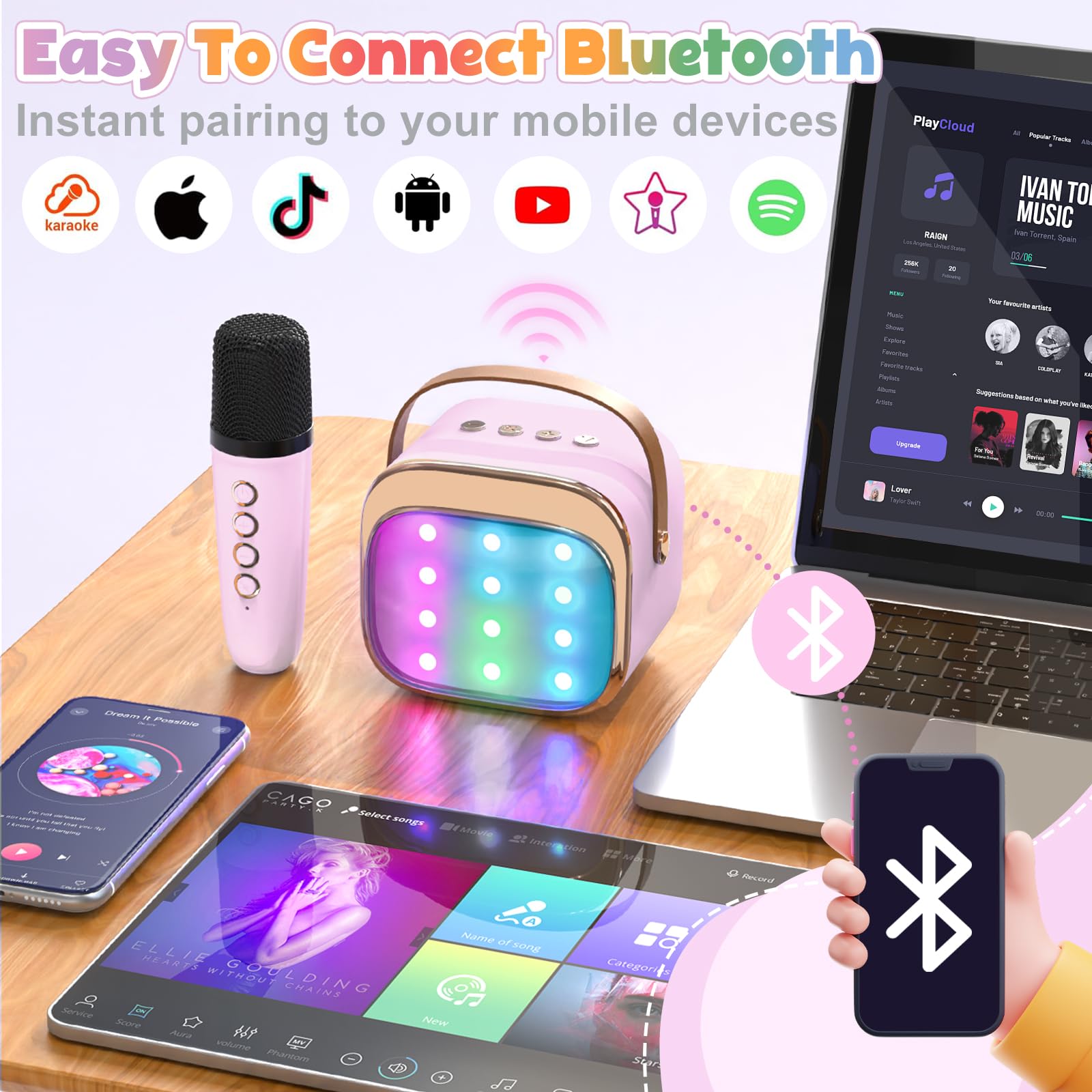 Foto 5 pulgar | Máquina De Karaoke Flueston Mini Con 2 Micrófonos Inalámbricos - Venta Internacional.