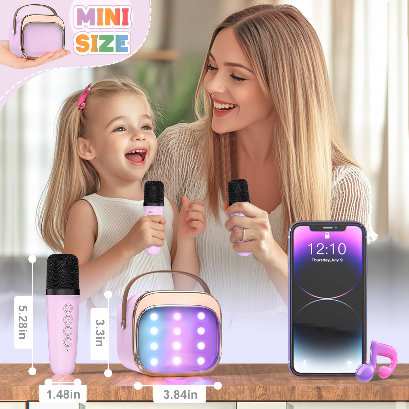 Foto 7 pulgar | Máquina De Karaoke Flueston Mini Con 2 Micrófonos Inalámbricos - Venta Internacional.