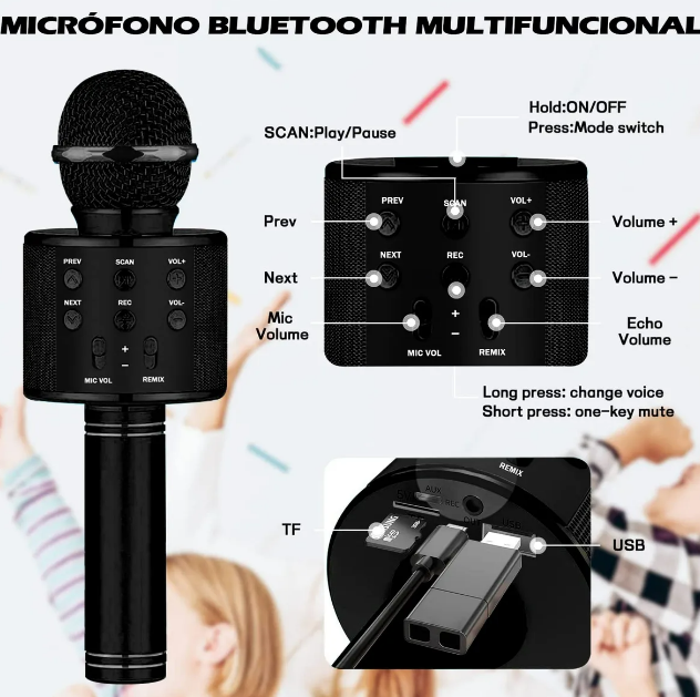 Foto 5 pulgar | Micrófono Xtellar Bocina Karaoke Destacado Con Cambiadores De Voz  Usb Y Bluetooth Para Niños Entusiastas De Cantar