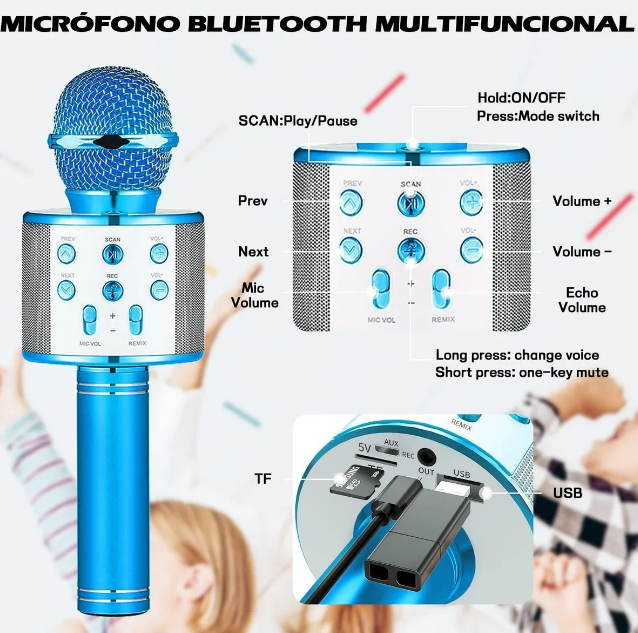 Foto 5 pulgar | Micrófono Xtellar Bocina Karaoke Destacado Con Cambiadores De Voz  Usb Y Bluetooth Para Niños Entusiastas De Cantar