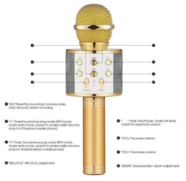 Foto 5 pulgar | Micrófono Xtellar Bocina Karaoke Destacado Con Cambiadores De Voz  Usb Y Bluetooth Para Niños Entusiastas De Cantar