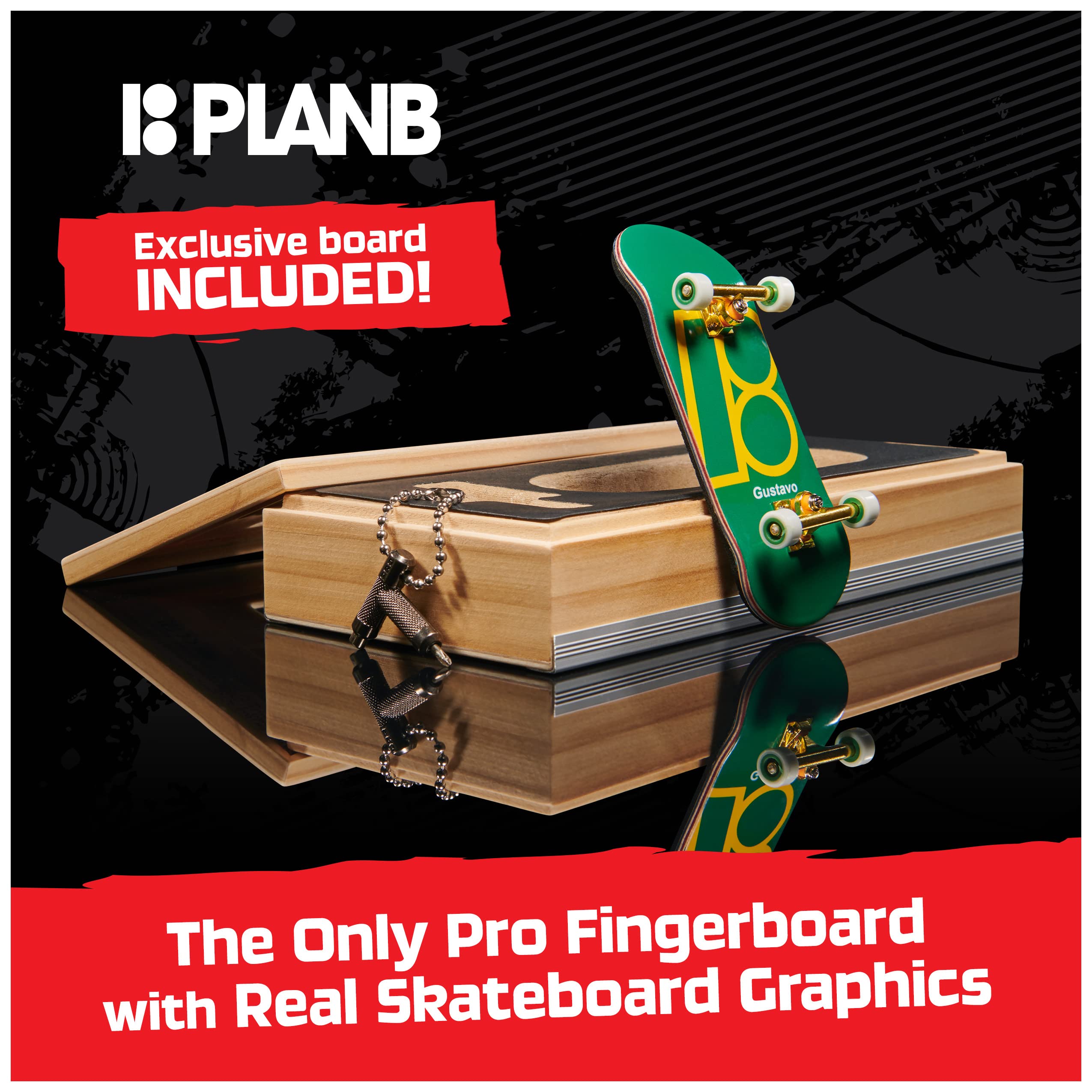 Foto 4 pulgar | Monopatín Finger Tech Deck Plan B Pro Series Con Disco De Almacenamiento - Venta Internacional.