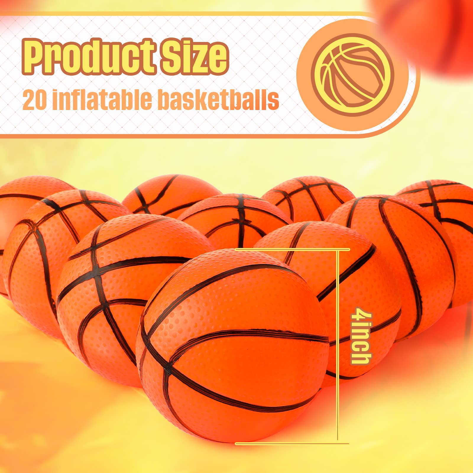 Foto 3 pulgar | Minibaloncesto Civaner de Goma Inflable 20 Piezas de 10 cm - Venta Internacional