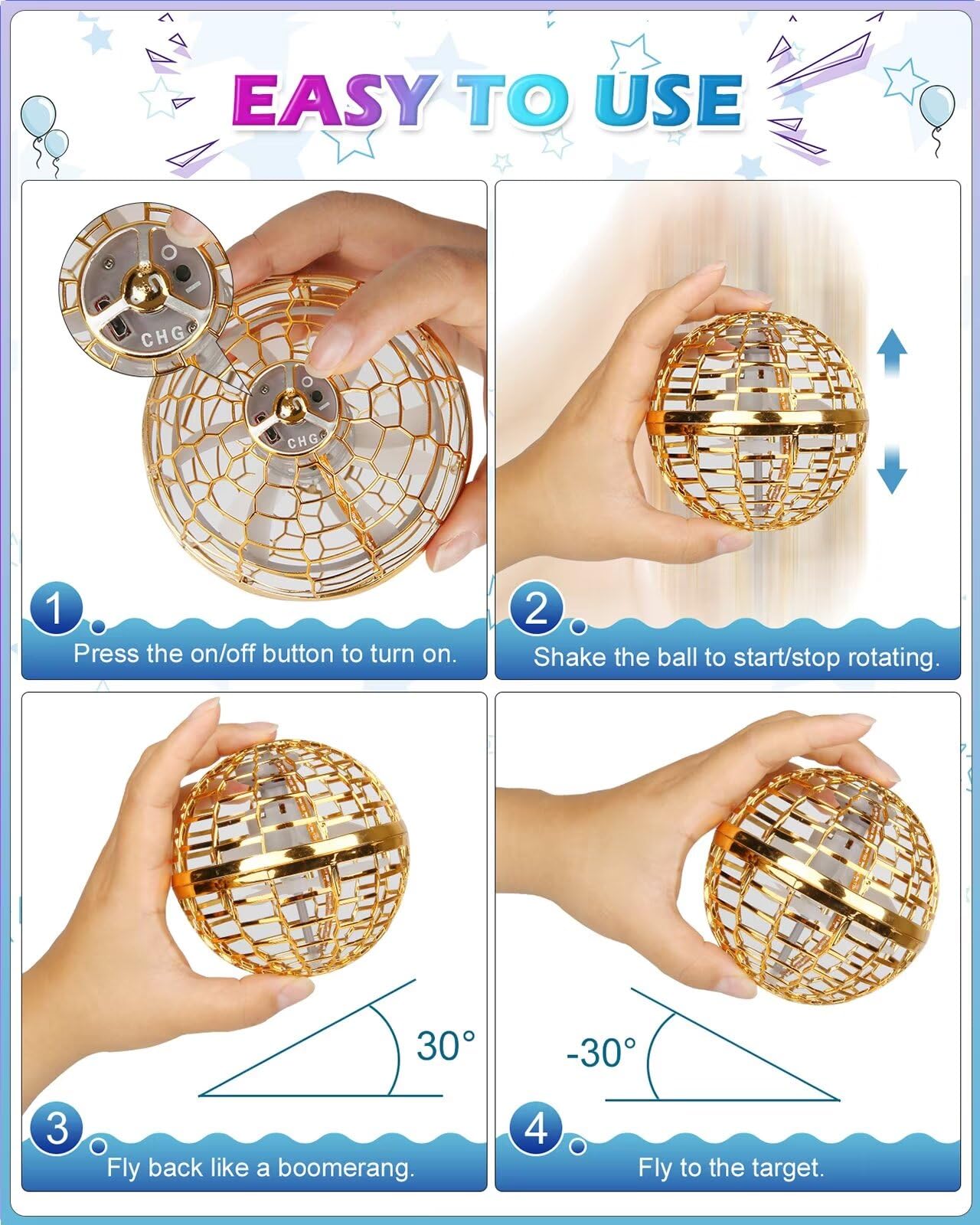 Foto 4 pulgar | Flying Orb Ball Athleria Gold Magic con Luces - Venta Internacional