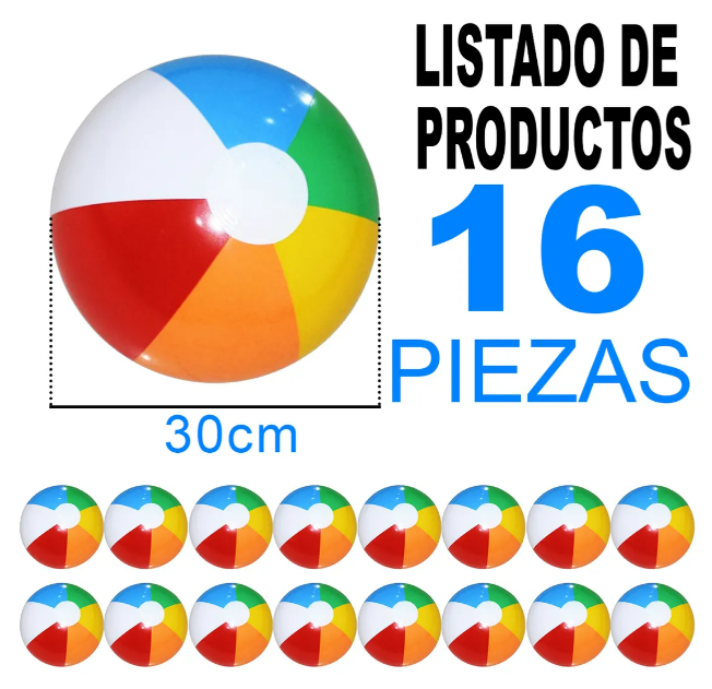 Foto 5 pulgar | Xtellar Pack De 16 Pelotas De Playa Inflables Multicolor - El Atractivo Esencial Para Tus Fiestas De Verano