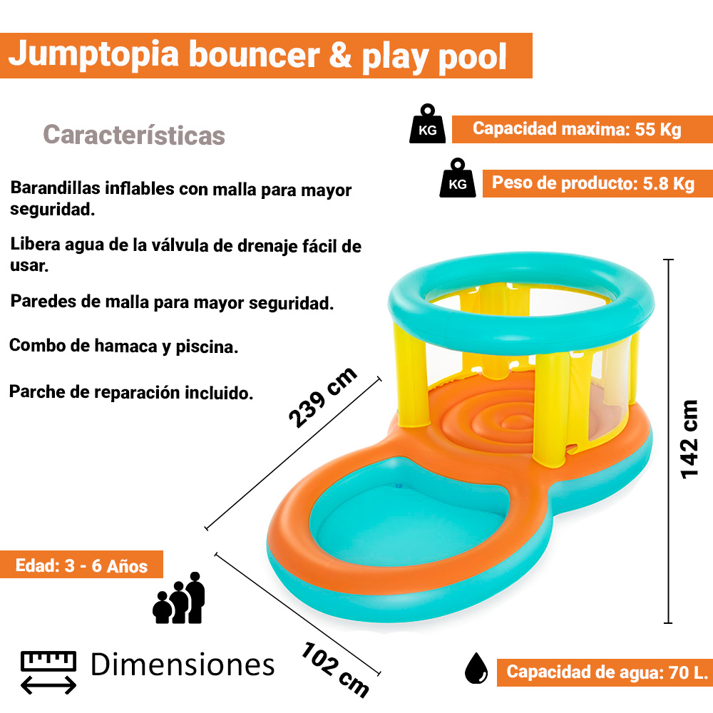 Foto 5 pulgar | Alberca Circular Bestway 52385 Inflable con Brincolín + Bomba Incluida