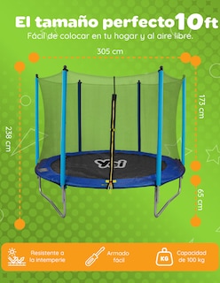 Foto 4 | Trampolín Brincolín YEI Infantil Grande 10ft con Red de Seguridad Para Niños