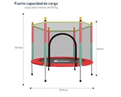 Foto 3 | Bluelander Trampolín Brincolin Para Niños, Niñas, Red Seguridad, Resortes Reforzados, Barras Acolchadas, Trampolí
