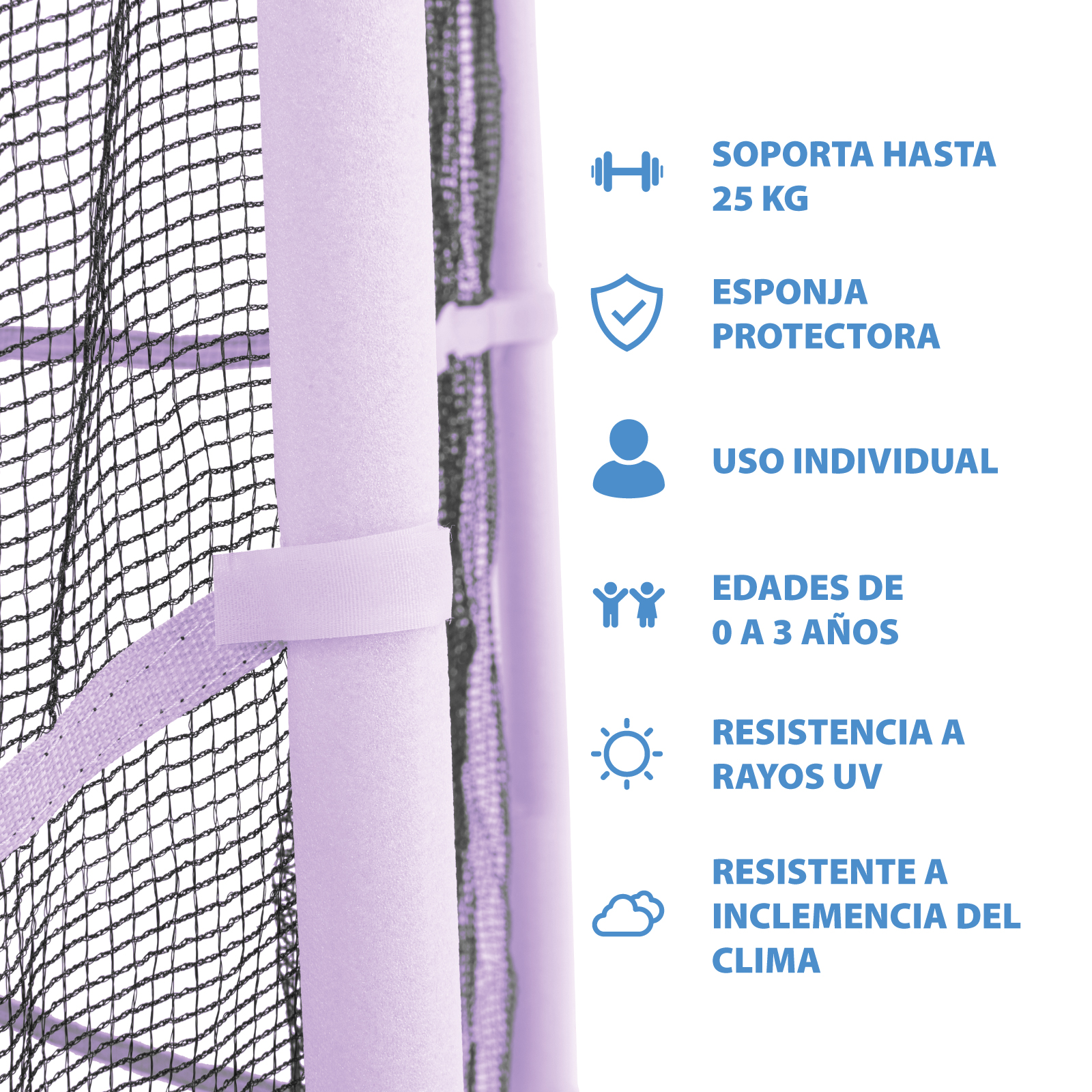 Foto 4 pulgar | Trampolín Infantil De 1.4 Mts Onof Jmp-55 C/ Malla Protectora De 1 A 3 Años Color Morado Iris