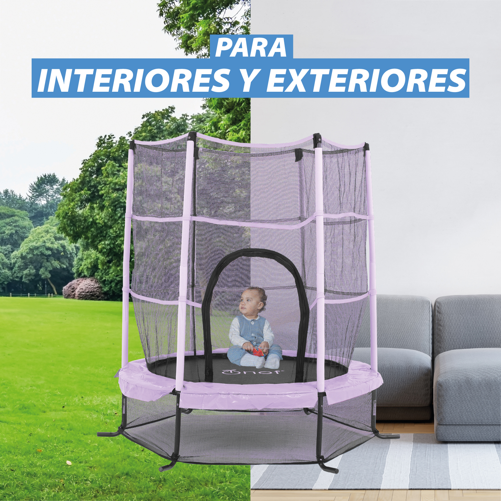 Foto 9 pulgar | Trampolín Infantil De 1.4 Mts Onof Jmp-55 C/ Malla Protectora De 1 A 3 Años Color Morado Iris