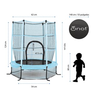 Foto 2 | Trampolín Infantil De 1.4 Mts Onof Jmp-55 C/ Malla Protectora De 1 A 3 Años Color Azul Bebe