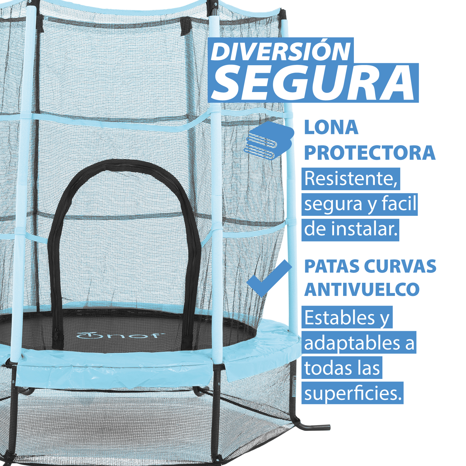 Foto 6 | Trampolín Infantil De 1.4 Mts Onof Jmp-55 C/ Malla Protectora De 1 A 3 Años Color Azul Bebe