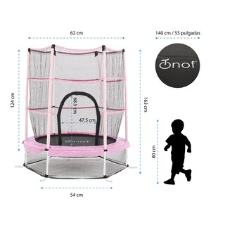 Foto 2 | Trampolín Infantil De 1.4 Mts Onof Jmp-55 C/ Malla Protectora De 1 A 3 Años Color Rosa Magenta
