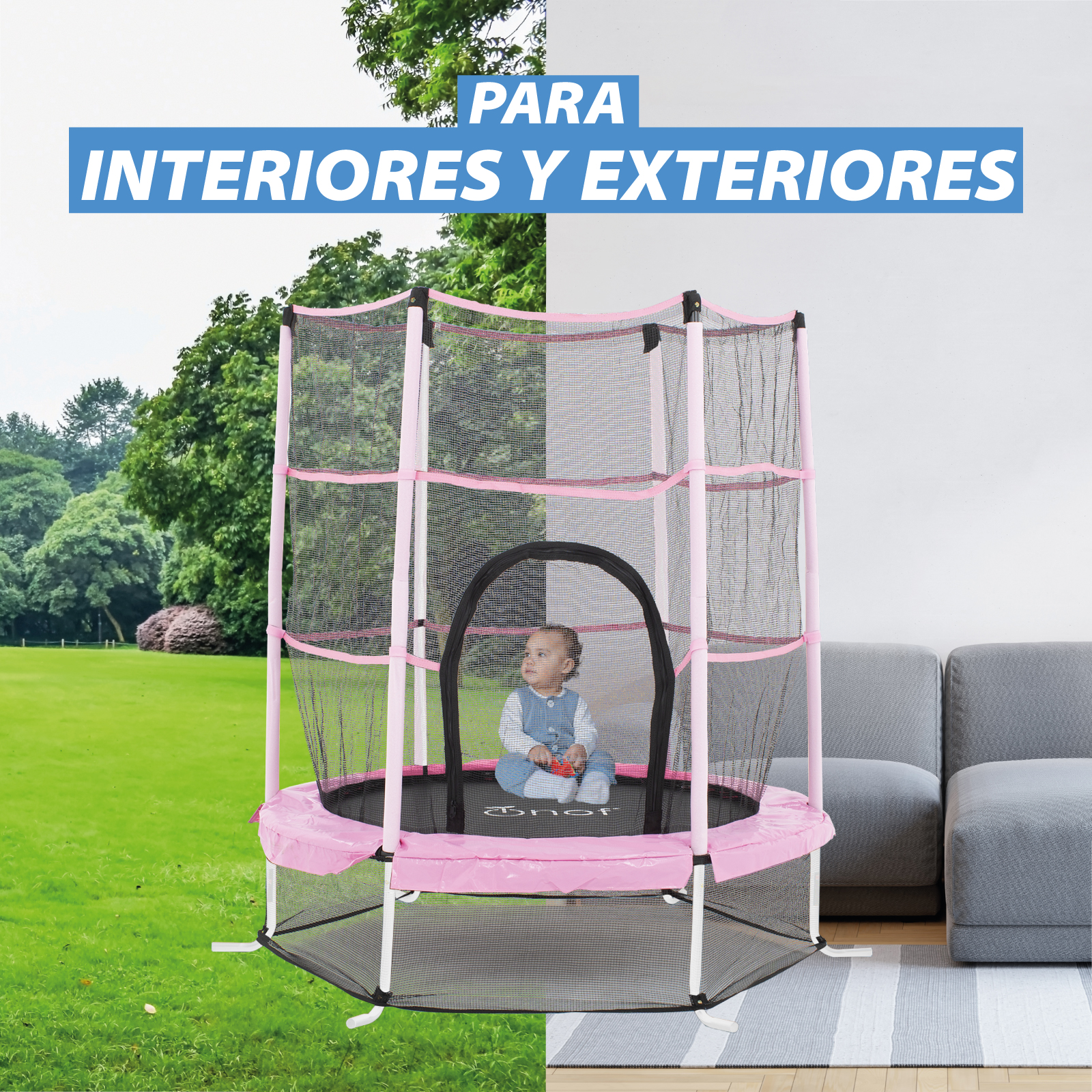 Foto 8 | Trampolín Infantil De 1.4 Mts Onof Jmp-55 C/ Malla Protectora De 1 A 3 Años Color Rosa Magenta