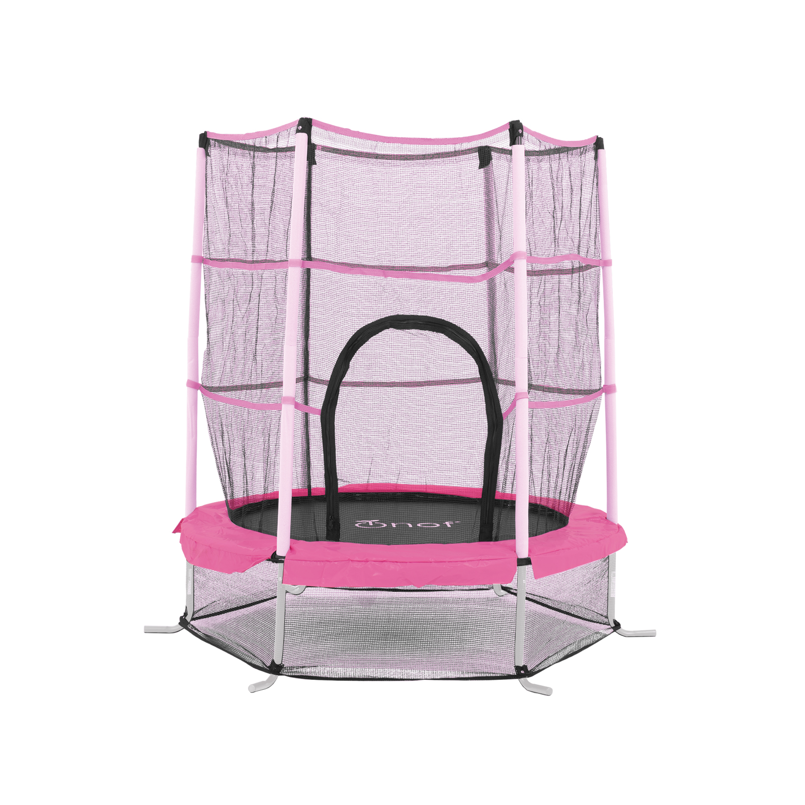 Trampolín Infantil De 1.4 Mts Onof Jmp-55 C/ Malla Protectora De 1 A 3 Años Color Rosa Frances