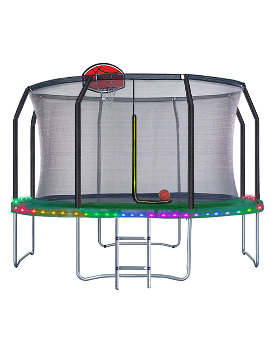 Brincolín ENYZ Premium 12ft 3.65m Canasta Basketball con Luces LED Tubular Uso Rudo para Jardín Exteriores