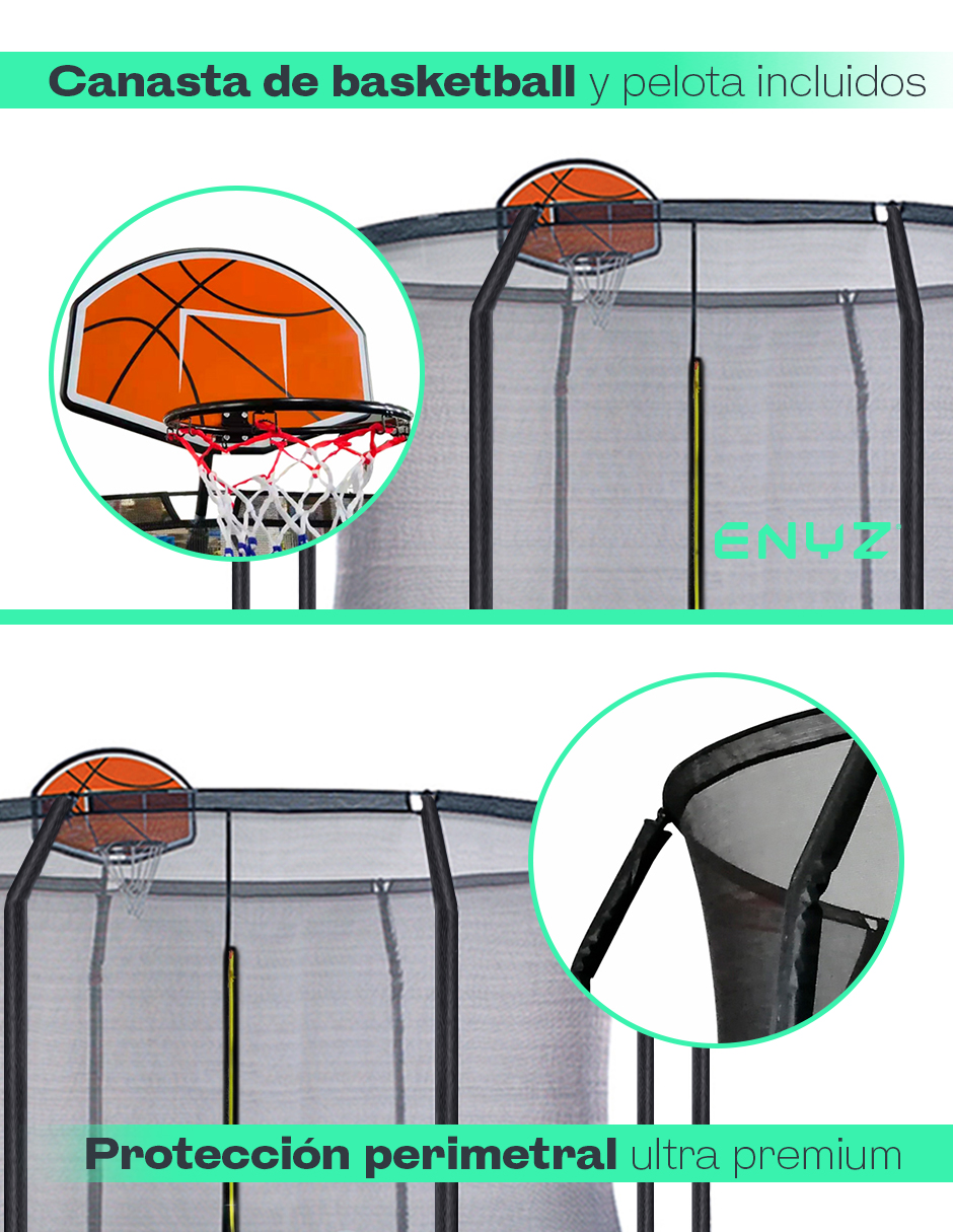 Foto 4 | Brincolín ENYZ Premium 12ft 3.65m Canasta Basketball con Luces LED Tubular Uso Rudo para Jardín Exteriores