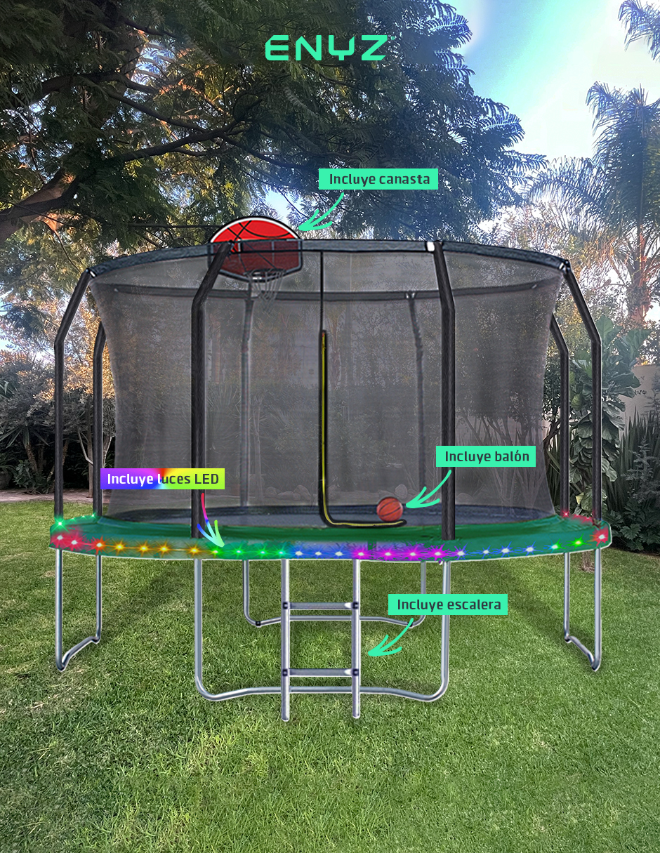 Foto 5 | Brincolín ENYZ Premium 12ft 3.65m Canasta Basketball con Luces LED Tubular Uso Rudo para Jardín Exteriores