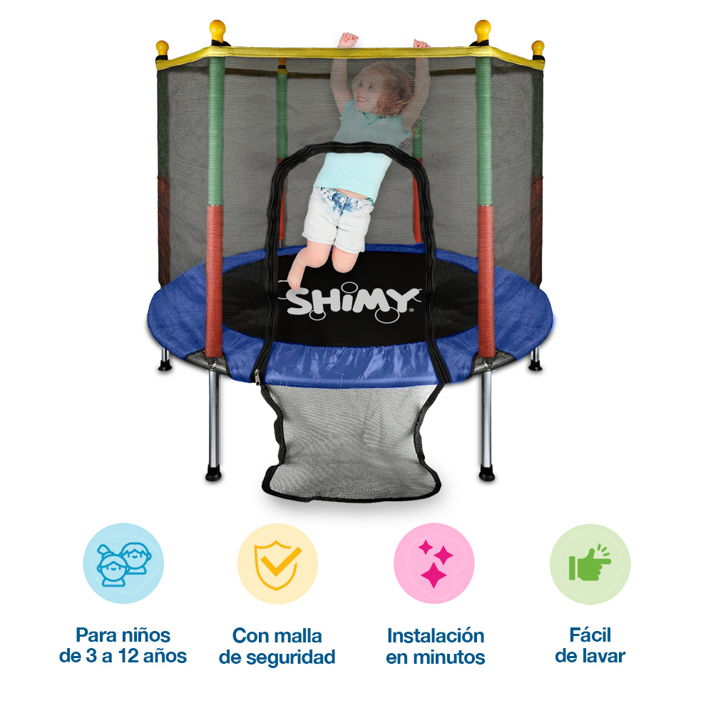 Foto 3 pulgar | Brincolín Infantil Trampolín Para Niños 3 A 12 Años Red De Seguridad, Shimy, Multicolor