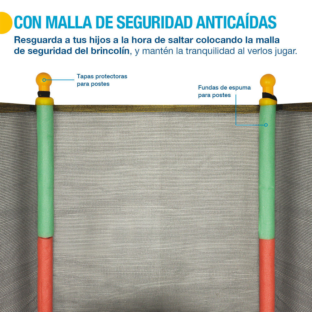 Foto 6 pulgar | Brincolín Infantil Trampolín Para Niños 3 A 12 Años Red De Seguridad, Shimy, Multicolor