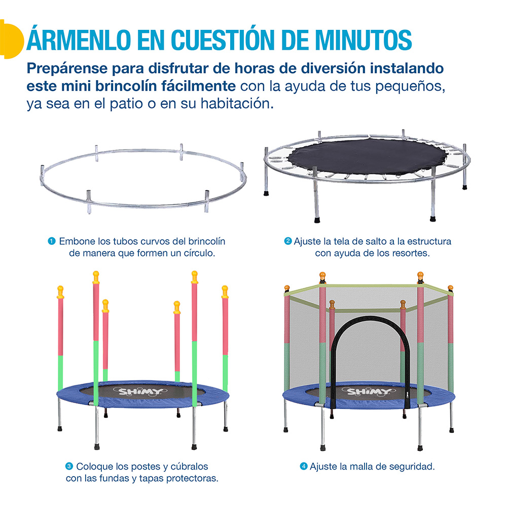 Foto 7 pulgar | Brincolín Infantil Trampolín Para Niños 3 A 12 Años Red De Seguridad, Shimy, Multicolor