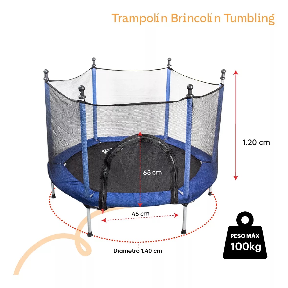 Foto 3 pulgar | Trampolín Brincolín Tumbling Niños Infantil Red De Seguridad