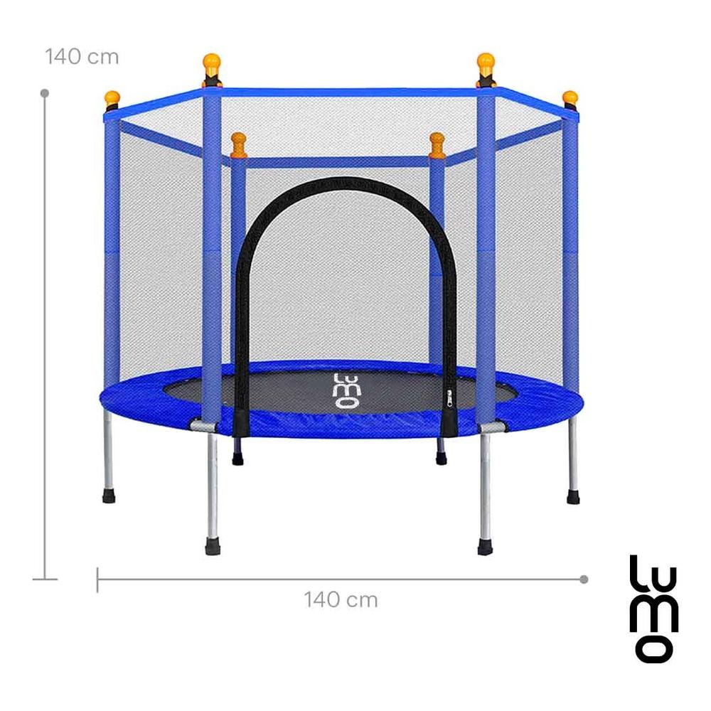 Foto 3 pulgar | Trampolín Brincolín Infantil Lumo Azul con Red de Seguridad 1.40 m para Niños