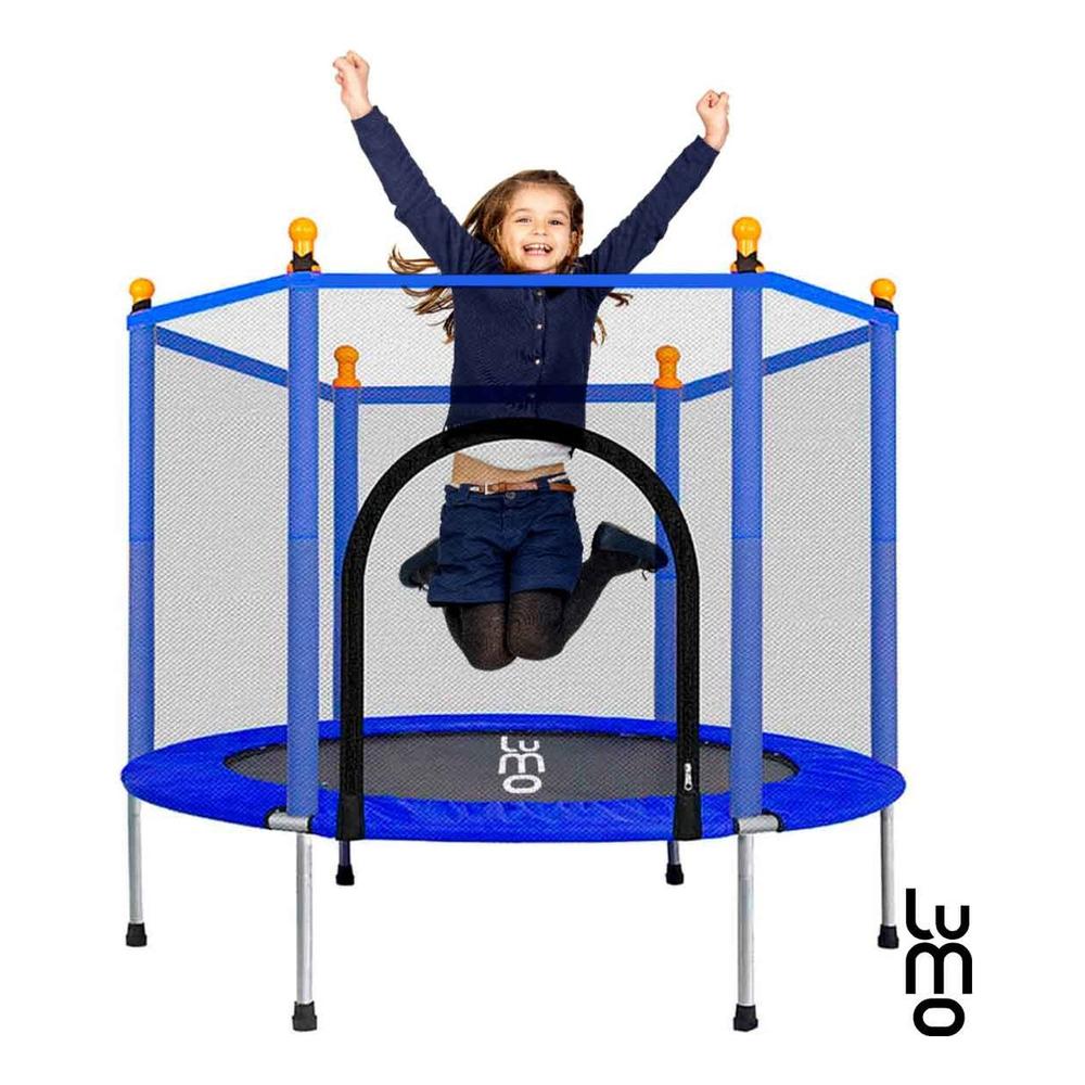 Foto 4 pulgar | Trampolín Brincolín Infantil Lumo Azul con Red de Seguridad 1.40 m para Niños