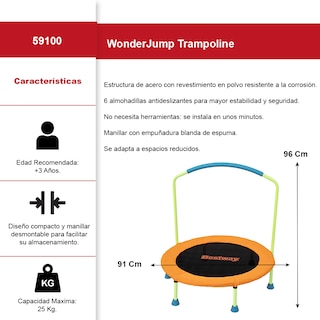 Foto 2 | Trampolín Infantil Mini Brincolín Con Agarradera Wonder Jump