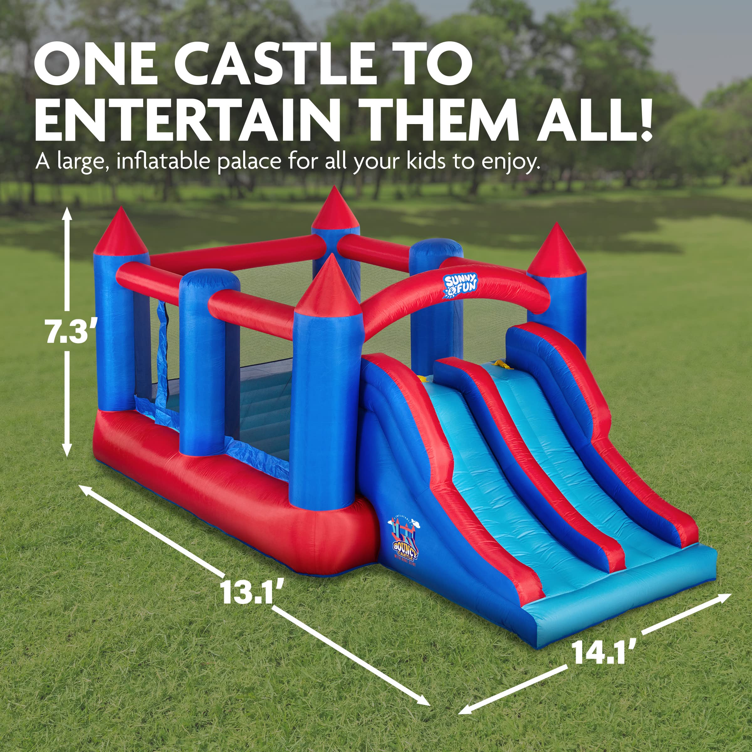 Foto 3 pulgar | Castillo Hinchable Sunny & Fun Con Doble Tobogán Para 4 Niños - Venta Internacional.
