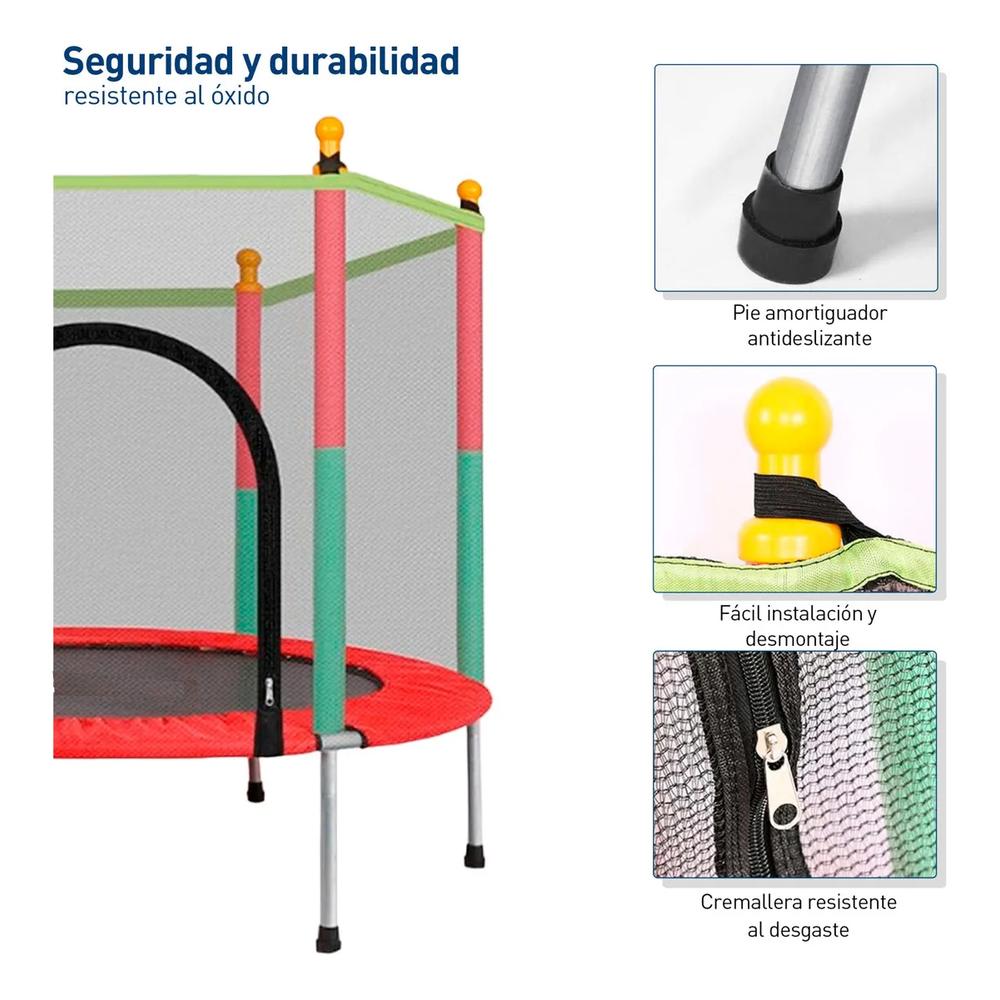 Foto 2 | Trampolín Brincolín Infantil Tumbling Con Red Seguridad 1.4m