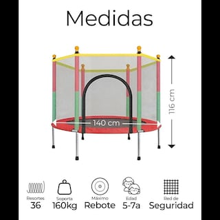 Foto 6 | Trampolín Brincolín Infantil Tumbling Con Red Seguridad 1.4m