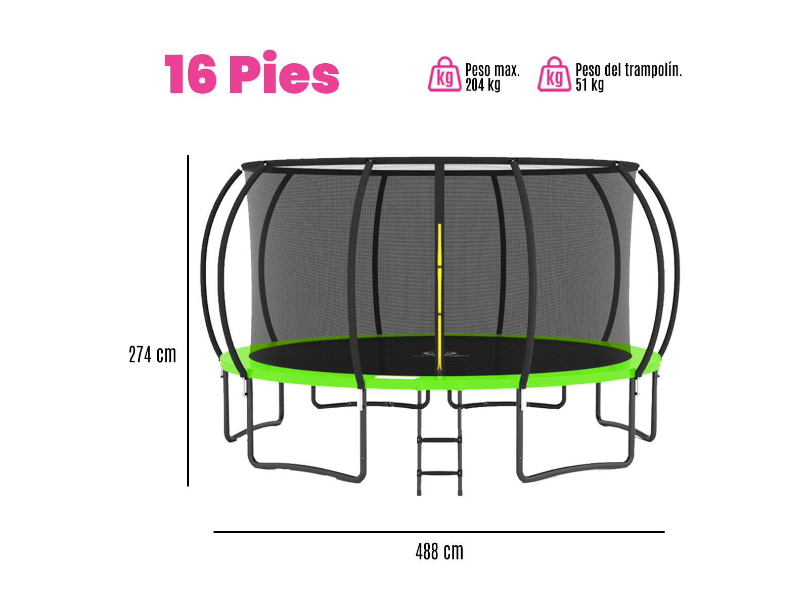 Foto 8 pulgar | Trampolin Pumpkin Verde 16ft