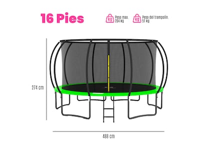 Foto 7 | Trampolin Pumpkin Verde 16ft