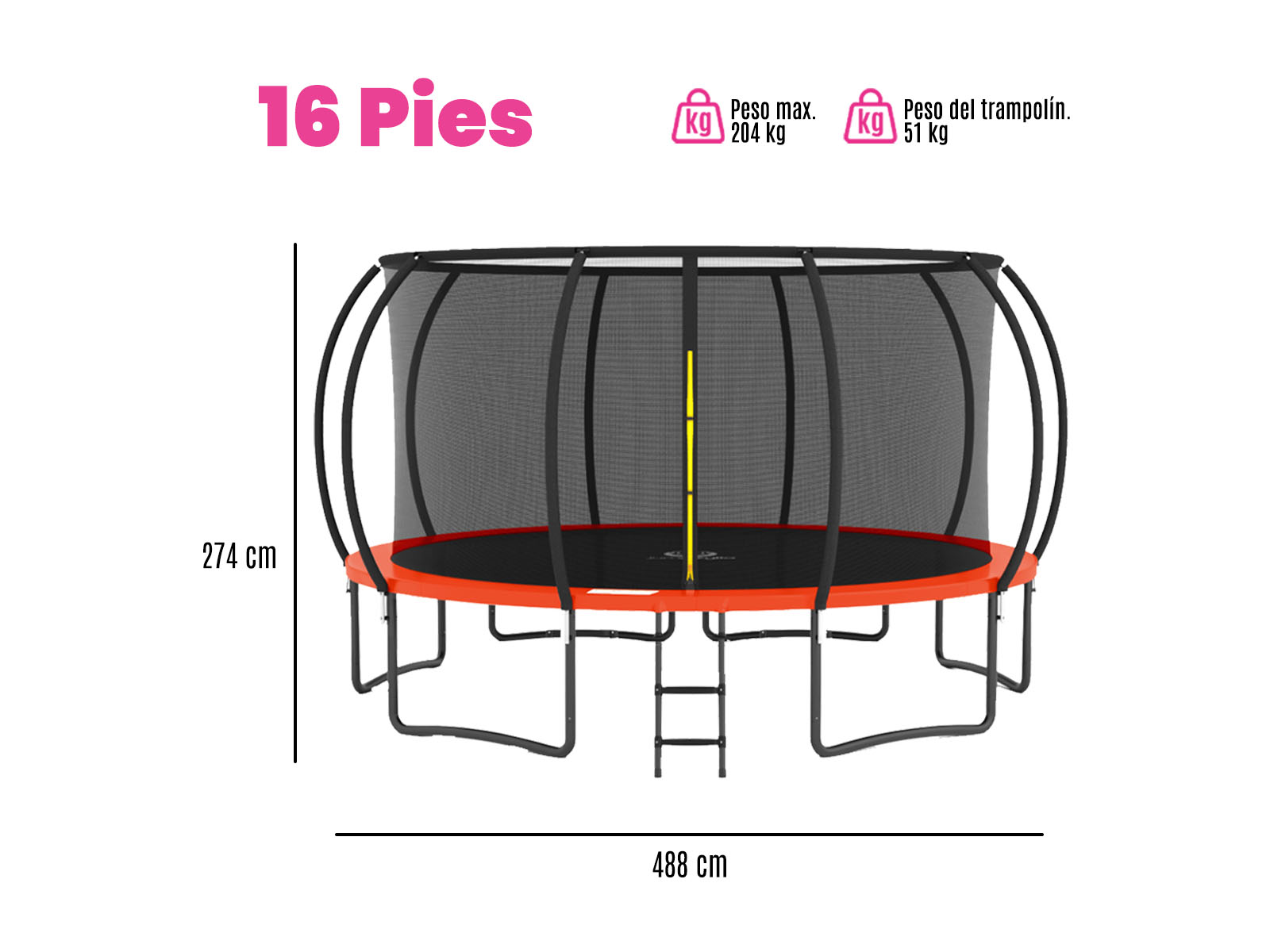 Foto 8 pulgar | Trampolin Pumpkin Rojo 16ft