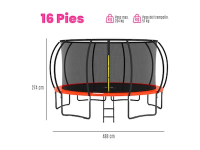 Foto 7 | Trampolin Pumpkin Rojo 16ft
