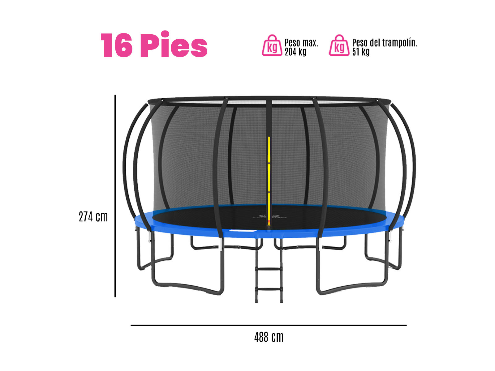 Foto 8 pulgar | Trampolin Pumpkin Azul 16ft